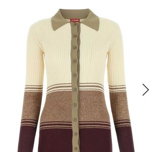 Milton Button-Front Tunic Knit Top Sweater STAUD